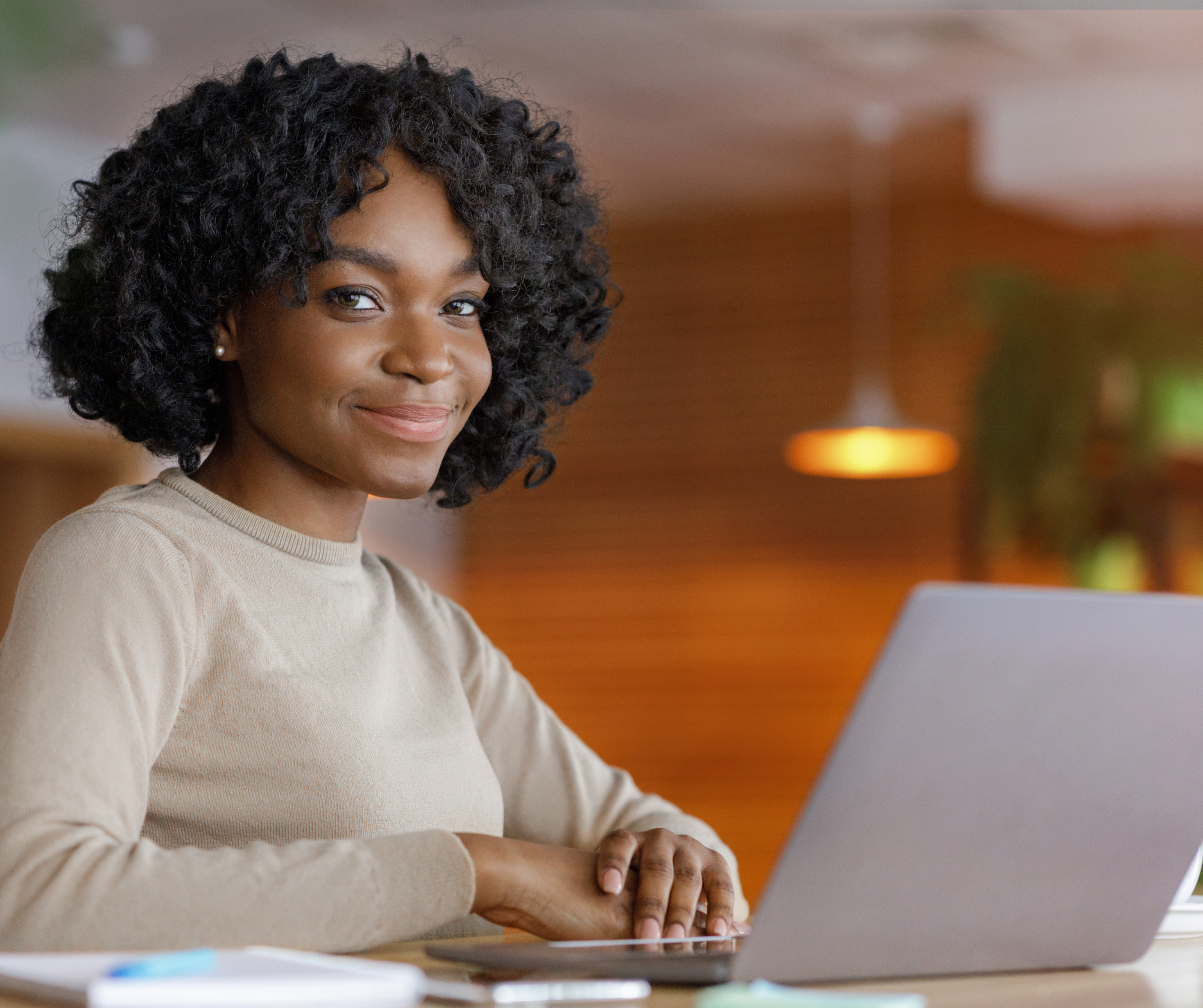 Batswana Woman Sitting at Her Laptop