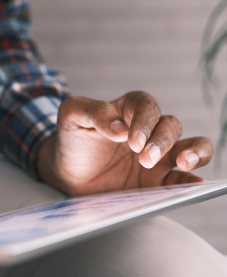 Man surfing web on tablet device