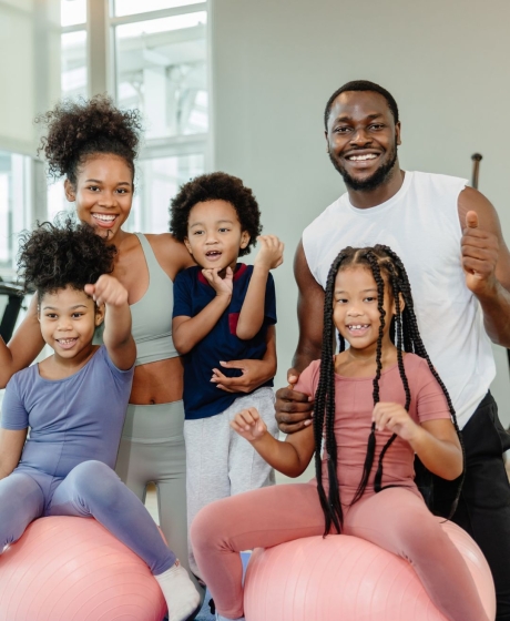 African family in the gym