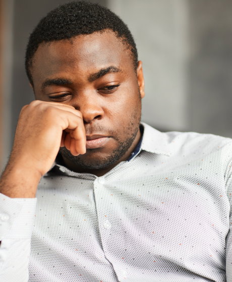 Middle-aged man unhappy, needing assistance with selecting retirement policies