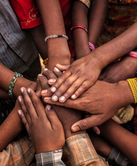 Group of hands in circle like a team